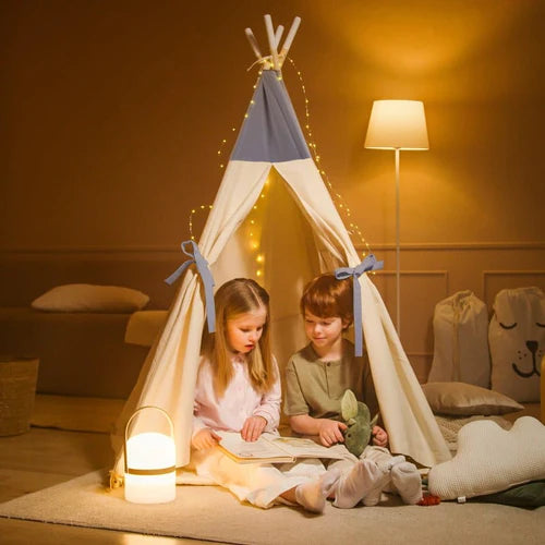 Besrey Foldable Childrens Teepee Tent, Toddler Tent with LED