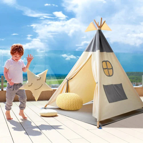 Besrey Foldable Childrens Teepee Tent, Toddler Tent with LED