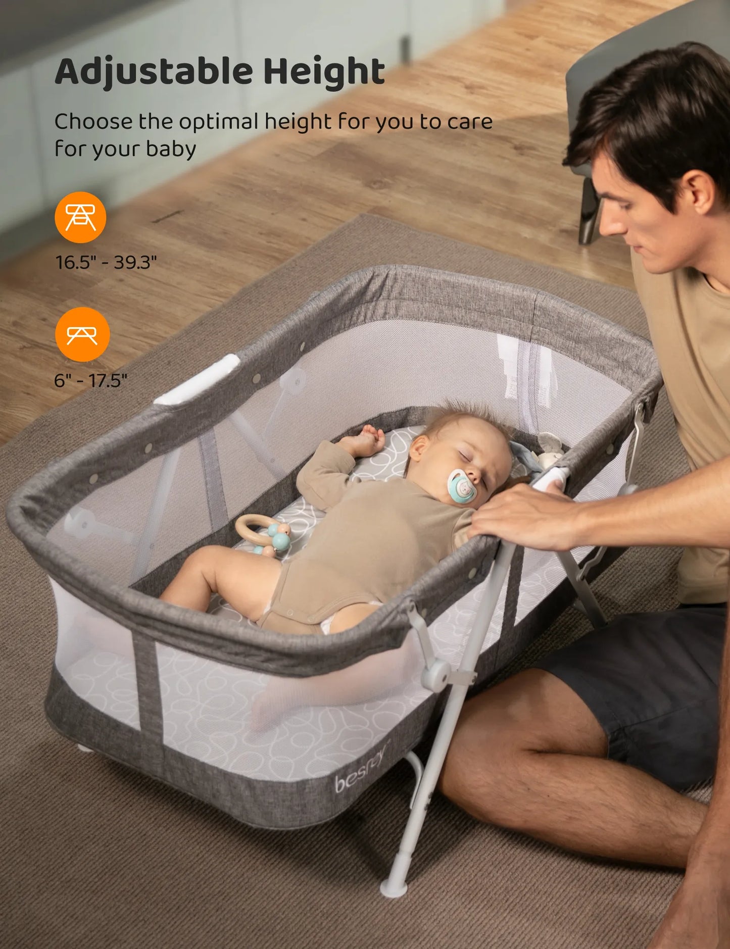 Besrey Baby Bassinets, 3 in 1 Portable Bassinet