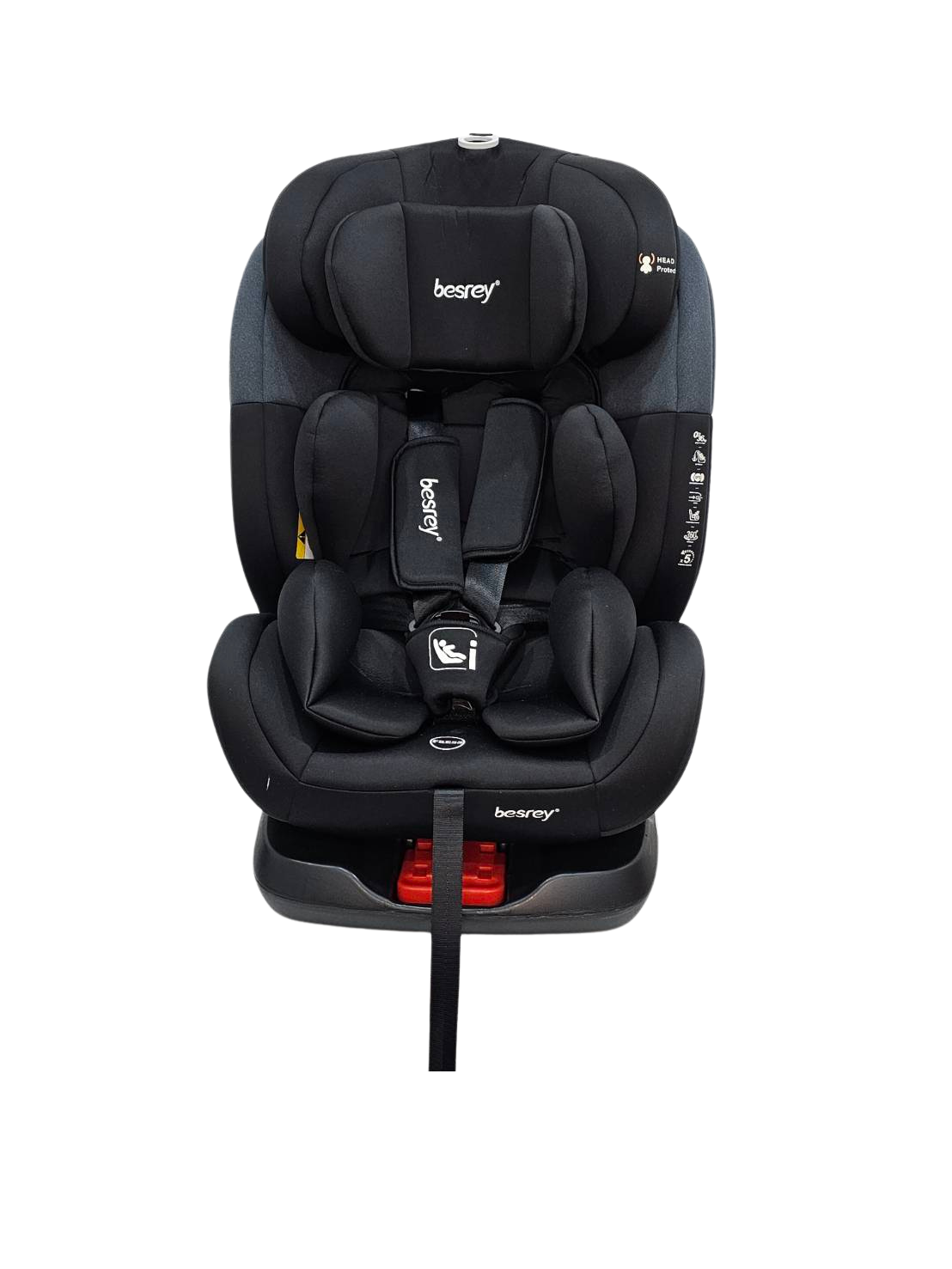 Besrey child safety seat Black, for 0-4-12 years old, can be installed with isofix hard interface