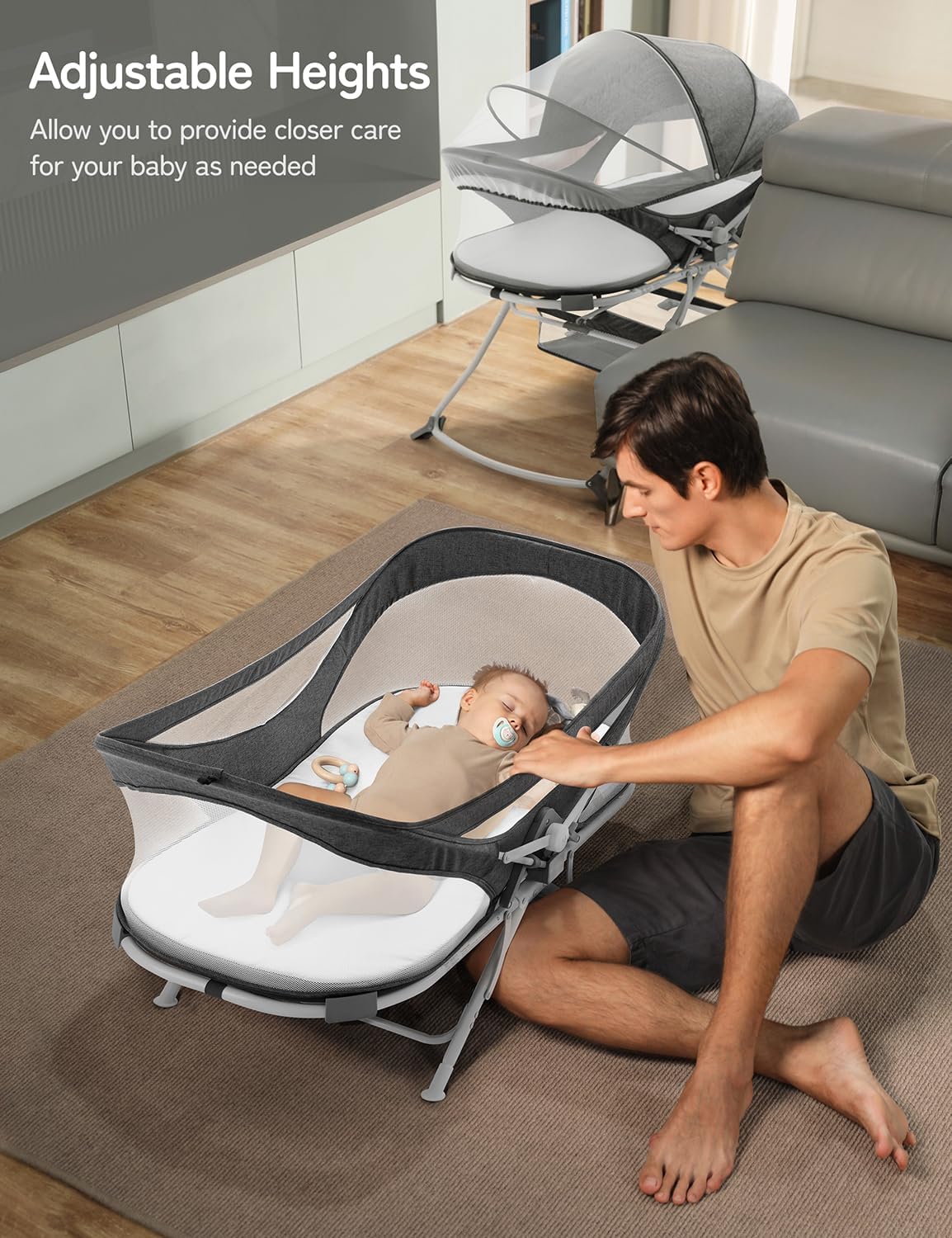 Besrey Multifunction Baby Travel Crib 4 in 1 portable Baby Bedside.