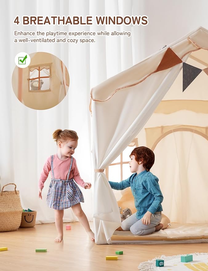 Besrey Playhouse Tent For Kids 2 in 1, with LED