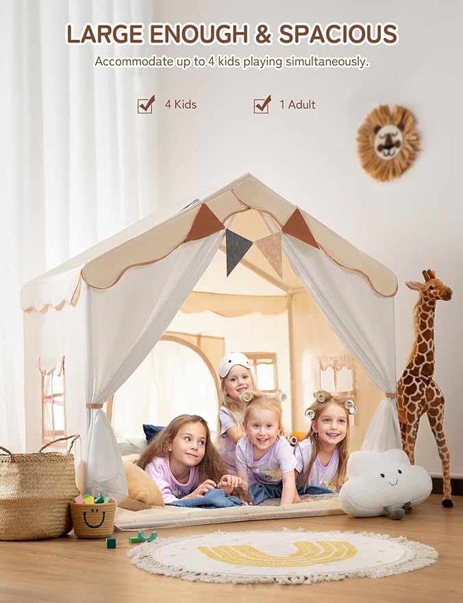 Besrey Playhouse Tent For Kids 2 in 1, with LED