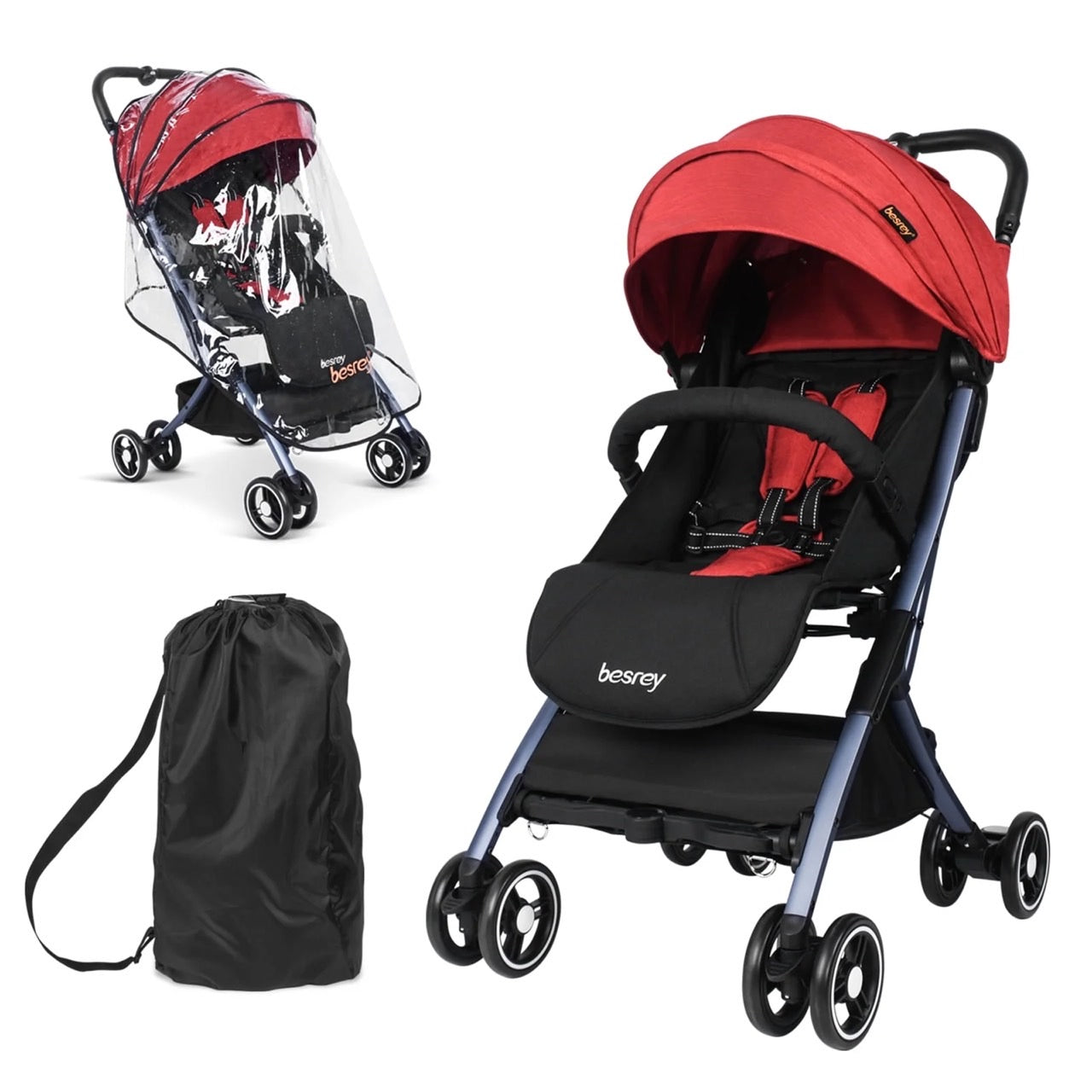 Besrey Mini Capsule Stroller, Red